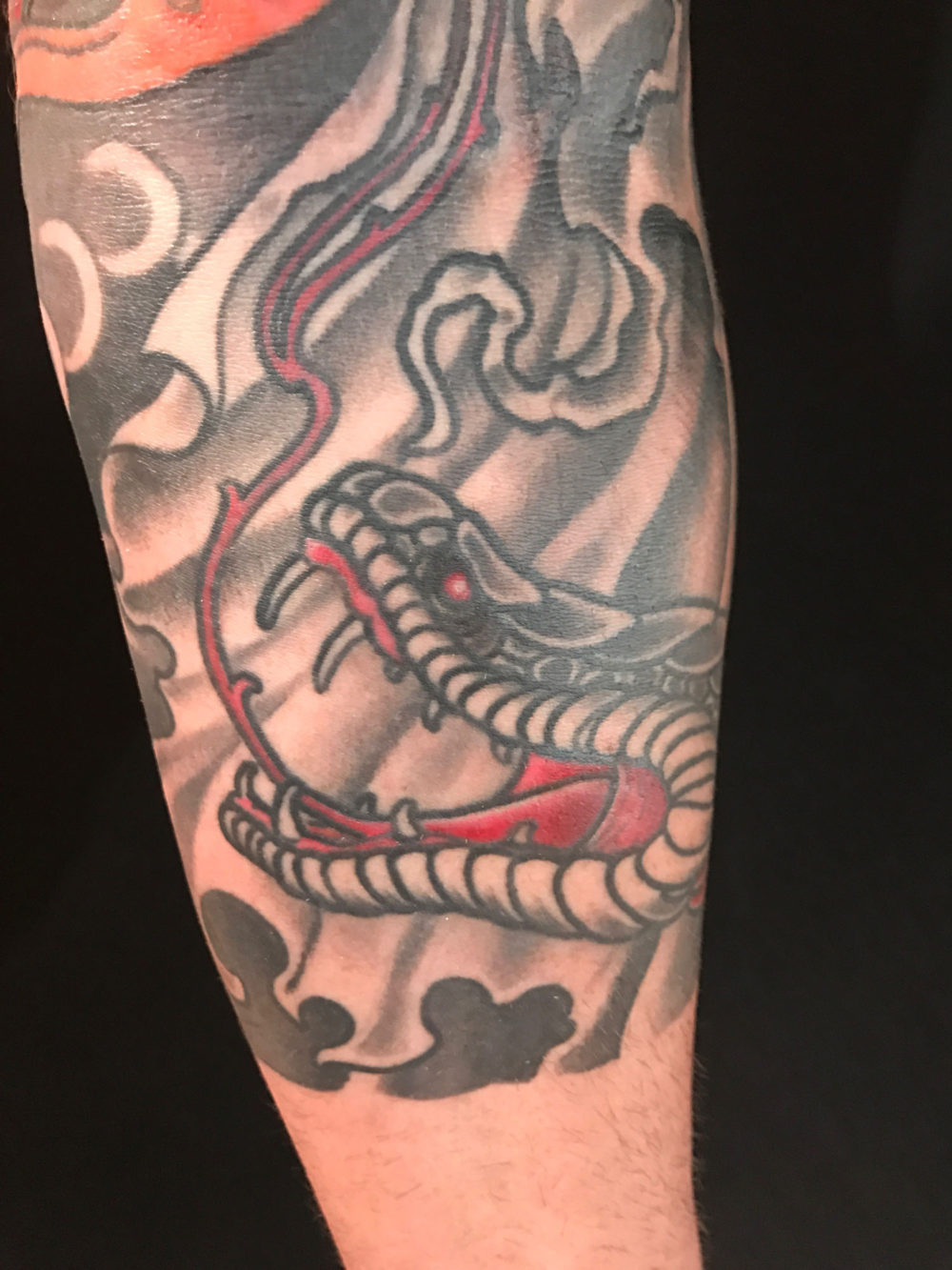 Snake and Head Detail Snake Tattoo