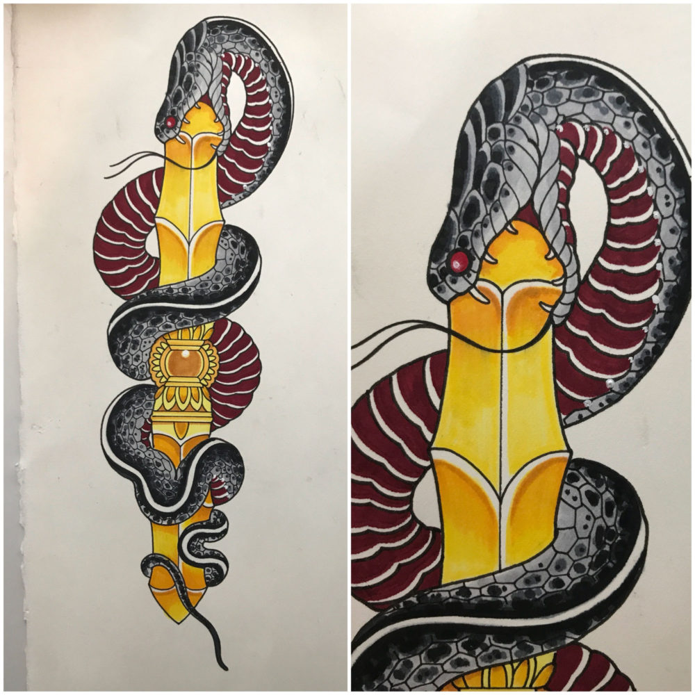 Snake and Varja Tattoo Illustration
